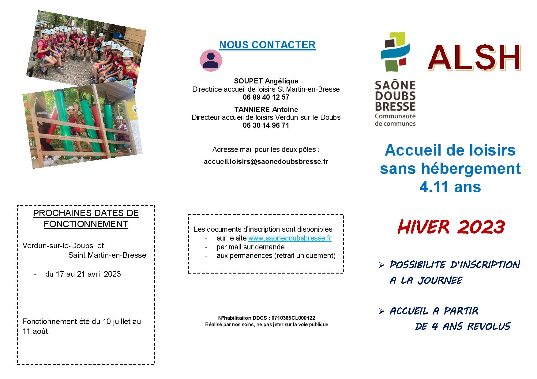 ACCUEIL CENTRE LOISIRS VACANCES FEVRIER 2023